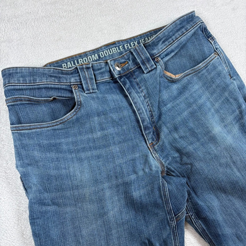 Duluth Trading Co Ballroom Double Flex Jeans Mens 34x32 Blue Denim Slim‎ Fit